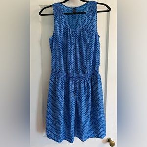 GAP Sleeveless Diamond Print Fit and Flare Blue Dress; Size: Medium